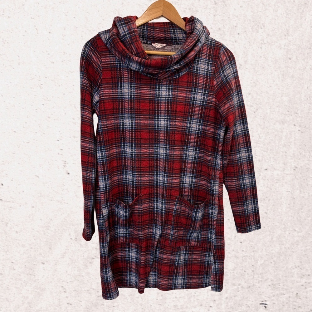 Tribal Red Plaid Tunic Top